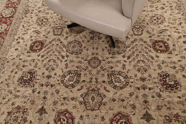 Natural Dye Tabriz Hadji Jallili Revival - artisan revival weave - detailed border and fringe