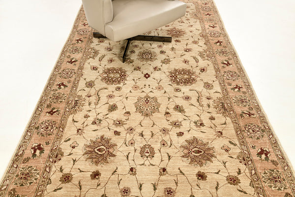 Natural Dye Sultanabad Design Runner Divine - narrow runner - detailed border and fringe [#4]
