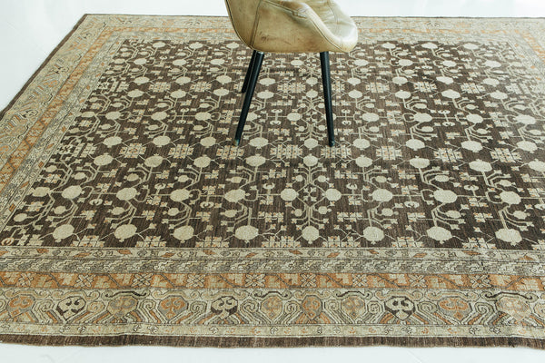 Natural Dye Khotan Revival Bliss Collection - East Turkestan Khotan - detailed border and fringe