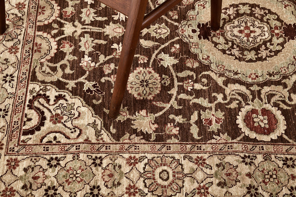 Natural Dye Amritsar Design Rug - close-up of weave texture and pile