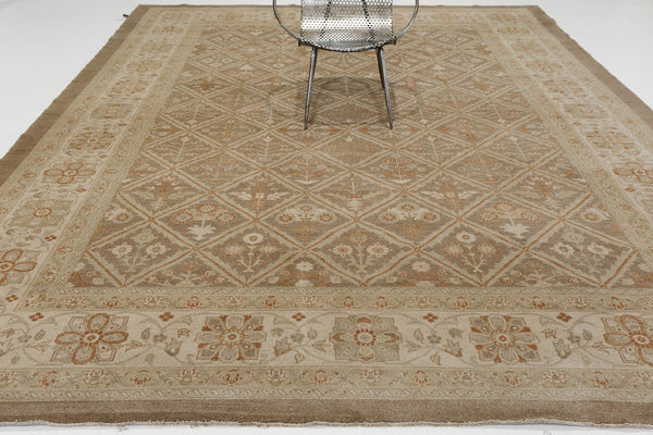 Natural Dye Mahal Panel Design Revival Rug - artisan revival weave - close-up of weave texture and pile