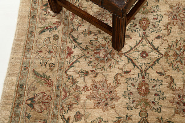 Natural Dye Sultanabad Revival Square Rug - artisan revival weave - styled in room setting [#1]
