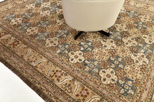 Natural Dye Tabriz Revival Rug - artisan revival weave - close-up of weave texture and pile