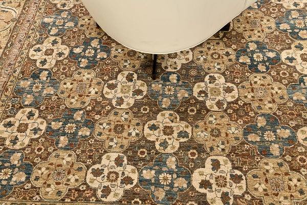 Natural Dye Tabriz Revival Rug - artisan revival weave - overhead flat lay view