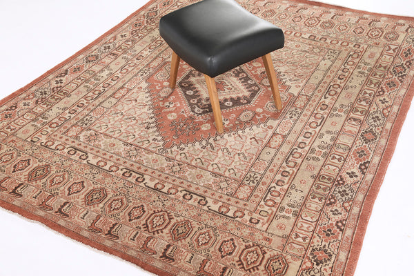 Natural Dye Gashgai Revival Rug - artisan revival weave - styled in room setting