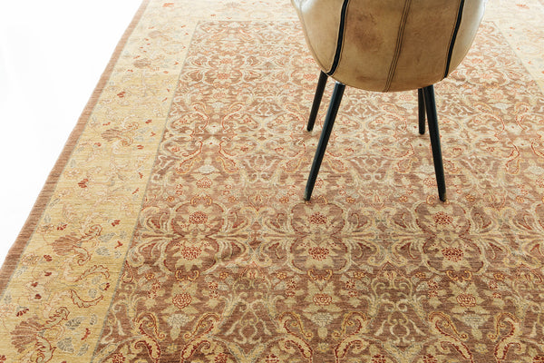 Natural Dye Agra Revival Bliss Collection - artisan revival weave - detailed border and fringe [#1]