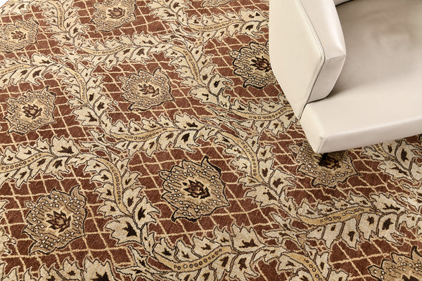 Natural Dye Transitional Rug Design Bliss - overhead flat lay view