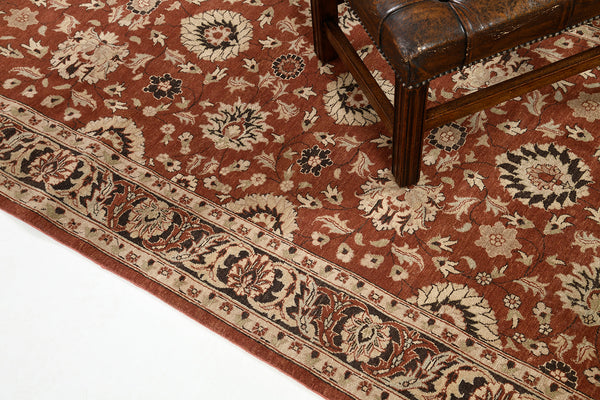 Natural Dye Sultanabad Revival Fable - artisan revival weave - detailed border and fringe
