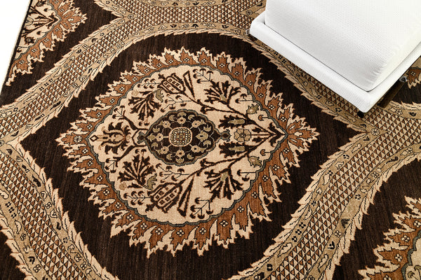 Natural Dye Transitional Design Rug - overhead flat lay view [#3]