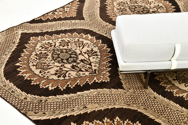 Natural Dye Transitional Design Rug - styled in room setting [#3]