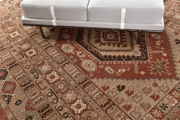 Vintage Style Gashgai Revival Rug - artisan revival weave - styled in room setting