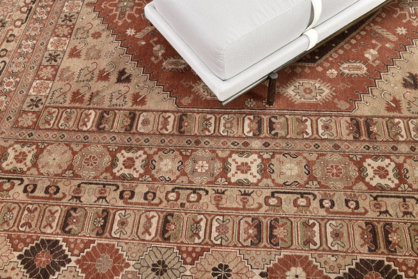 Vintage Style Gashgai Revival Rug - artisan revival weave - overhead flat lay view