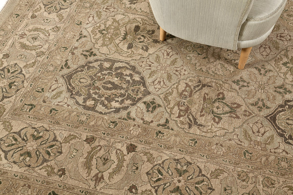 Natural Dye Lavar Kerman Panel Design Revival Bliss - artisan revival weave - close-up of weave texture and pile