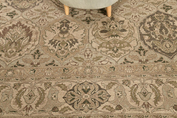 Natural Dye Lavar Kerman Panel Design Revival Bliss - artisan revival weave - styled in room setting