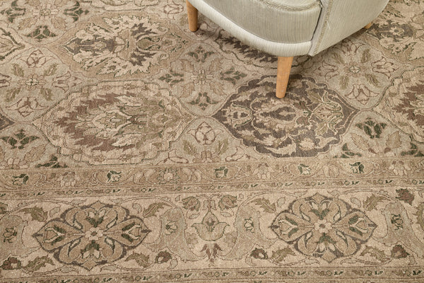 Natural Dye Lavar Kerman Panel Design Revival Bliss - artisan revival weave - detailed border and fringe