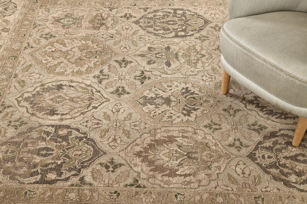 Natural Dye Lavar Kerman Panel Design Revival Bliss - artisan revival weave - overhead flat lay view