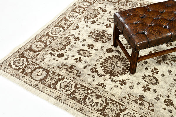 Vintage Style Mahal Revival Rug - artisan revival weave - close-up of weave texture and pile [#9]