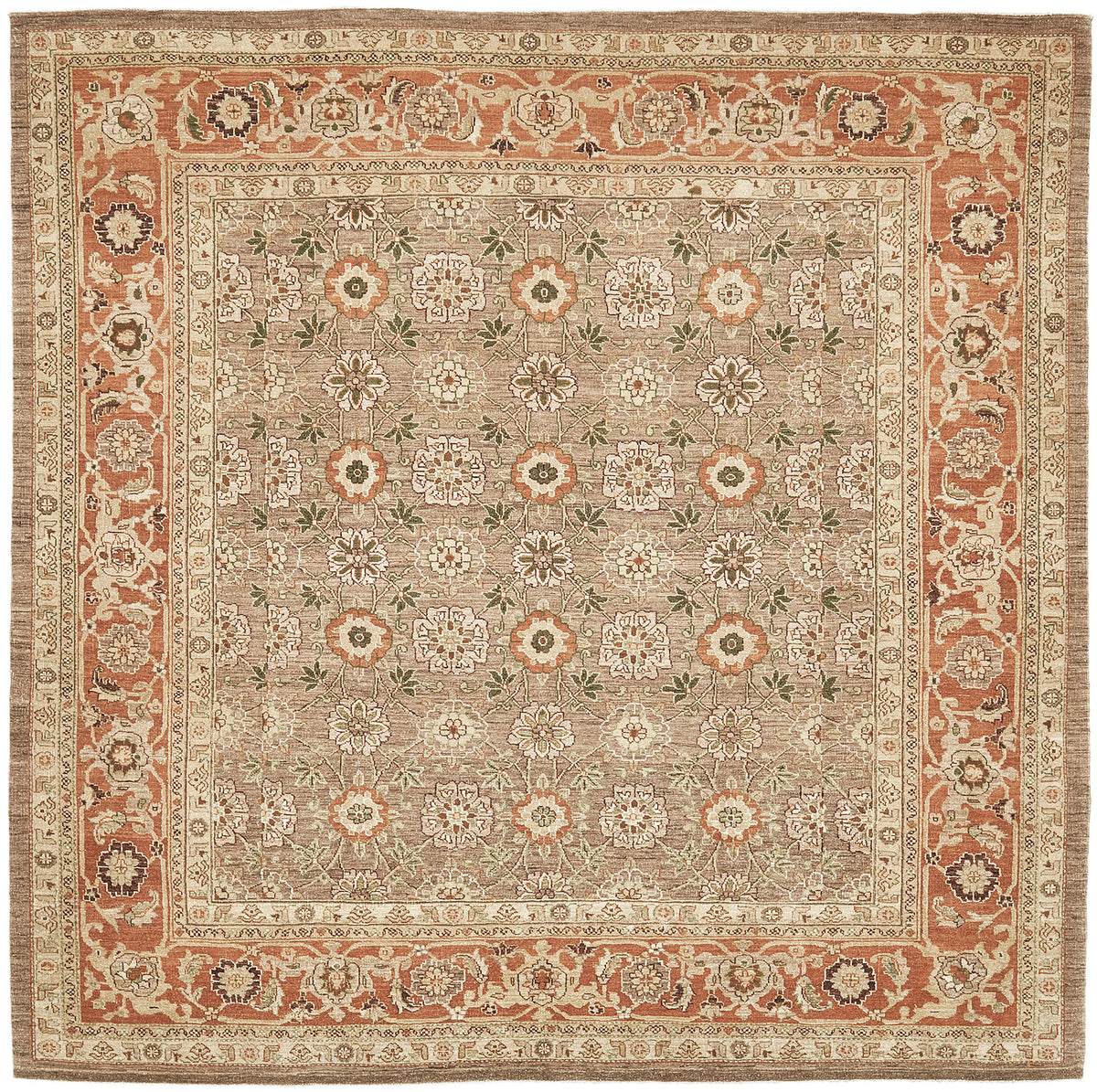 Natural Dye Varamin Revival Square Rug - artisan revival weave - one-of-a-kind handmade area rug