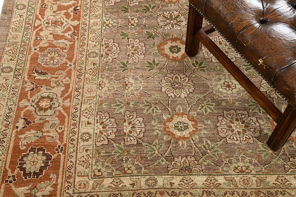 Natural Dye Varamin Revival Square Rug - artisan revival weave - styled in room setting