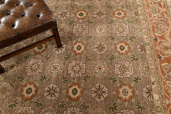 Natural Dye Varamin Revival Square Rug - artisan revival weave - close-up of weave texture and pile
