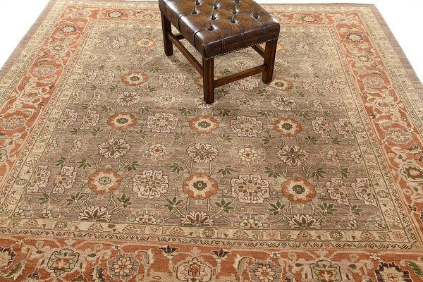 Natural Dye Varamin Revival Square Rug - artisan revival weave - overhead flat lay view