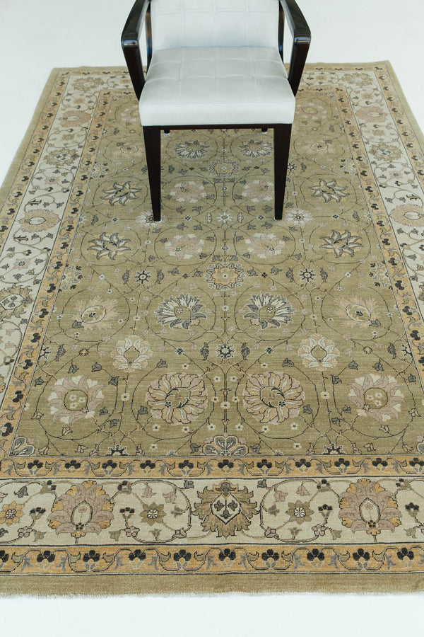 Natural Dye Classic Tabriz Design Rug Fable Collection - styled in room setting
