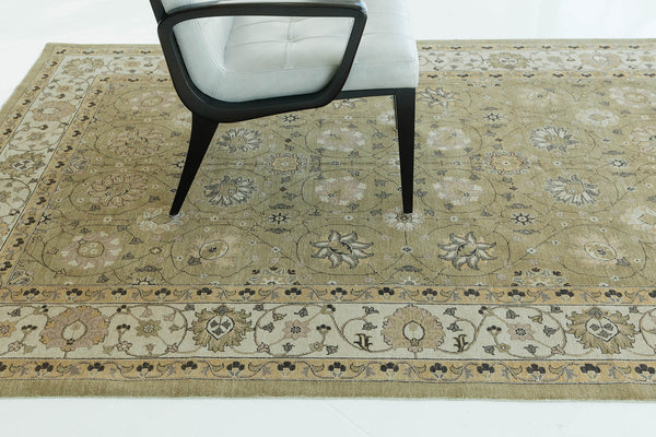 Natural Dye Classic Tabriz Design Rug Fable Collection - full length showing color variation