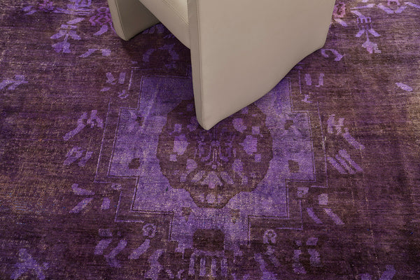 Overdyed Vintage Turkish Anatolian Rug - hand-knotted in Turkey - overhead flat lay view [#12]