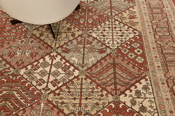 Natural Dye Bakhtiari Garden Revival Rug - artisan revival weave - detailed border and fringe