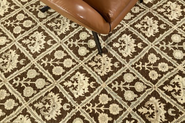Vintage Style Mahal Panel Design Rug - styled in room setting [#5]