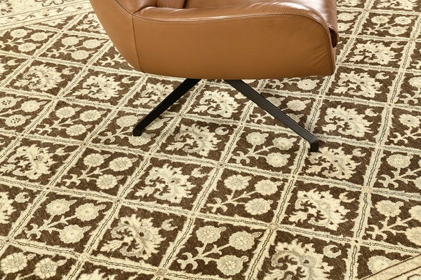 Vintage Style Mahal Panel Design Rug - detailed border and fringe [#5]