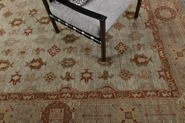 Natural Dye Mamluk Revival Rug Bliss - artisan revival weave - overhead flat lay view