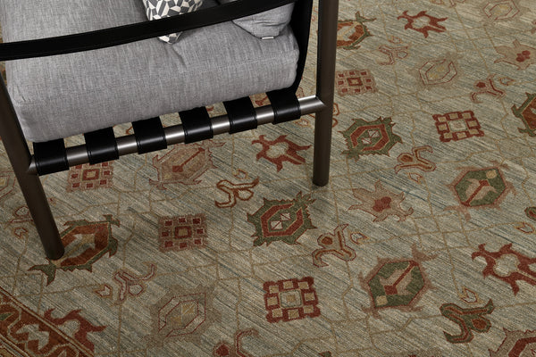 Natural Dye Mamluk Revival Rug Bliss - artisan revival weave - detailed border and fringe