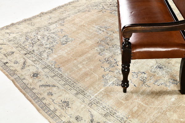 Vintage Turkish Anatolian Rug - hand-knotted in Turkey - overhead flat lay view [#106]
