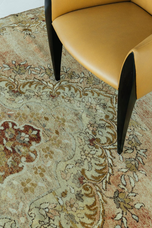 Vintage Turkish Anatolian Rug - hand-knotted in Turkey - styled in room setting [#102]