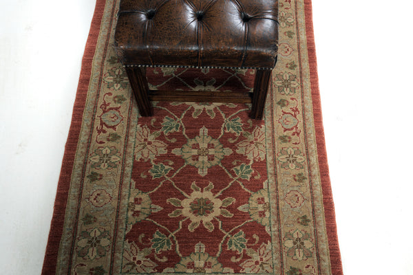Natural Dye Varamin Design Runner Divine - narrow runner - detailed border and fringe [#2]
