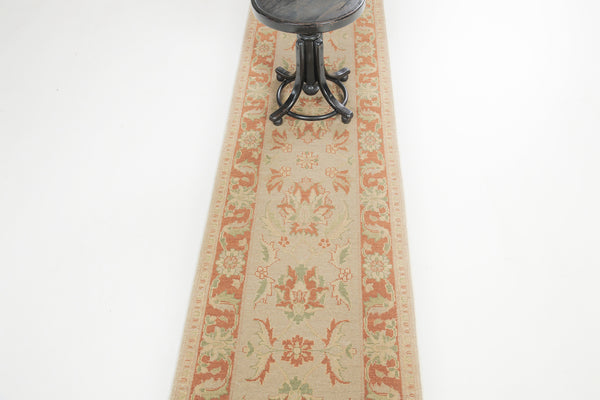 Natural Dye Sultanabad Design Runner Divine - narrow runner - detailed border and fringe [#3]