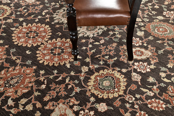 Natural Dye Transitional Rug - detailed border and fringe