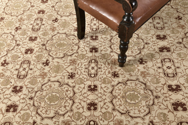 Natural Dye Transitional Rug Design Fable - overhead flat lay view