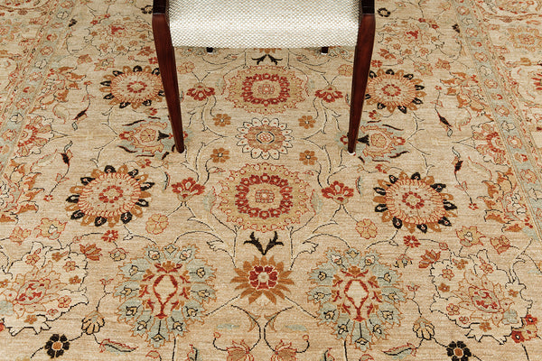 Natural Dye Tabriz Rug Revival Bliss - artisan revival weave - overhead flat lay view
