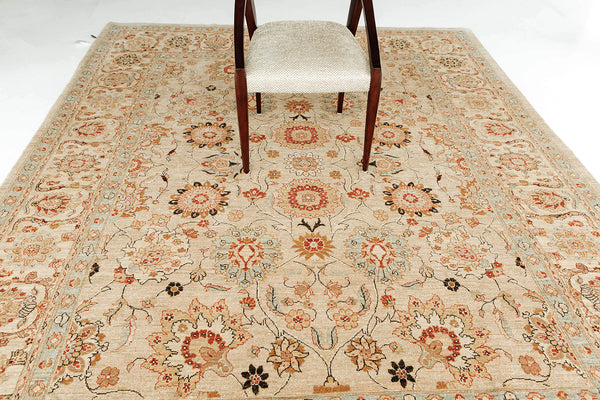 Natural Dye Tabriz Rug Revival Bliss - artisan revival weave - styled in room setting