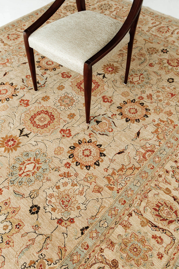 Natural Dye Tabriz Rug Revival Bliss - artisan revival weave - close-up of weave texture and pile