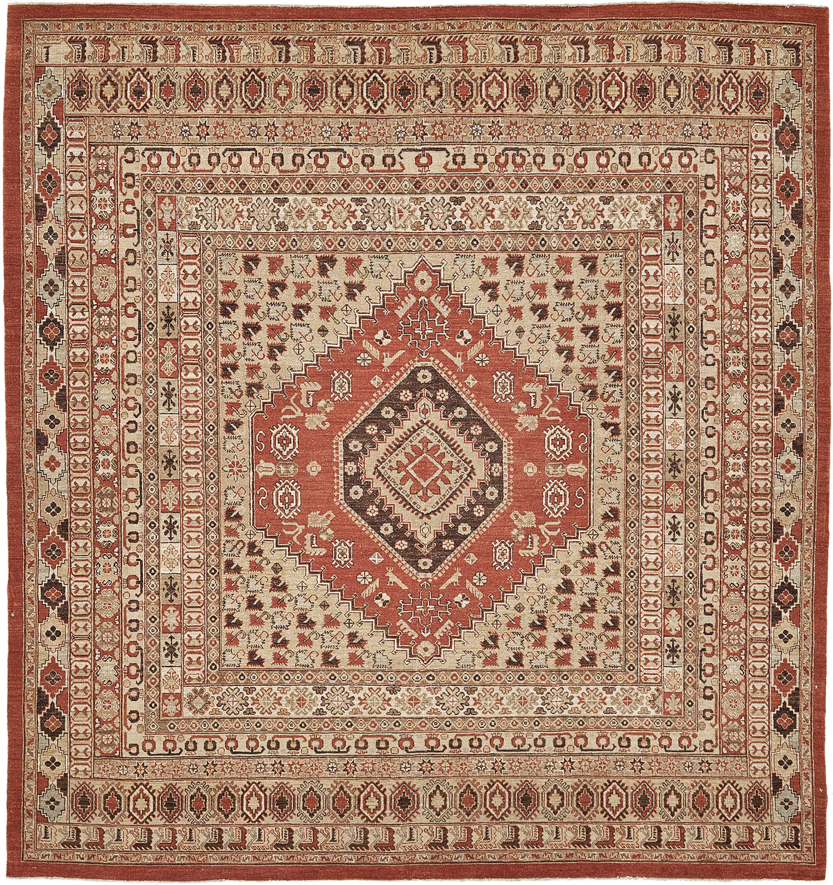 Natural Dye Gashgai Revival Square Rug - artisan revival weave - one-of-a-kind handmade area rug [#1]