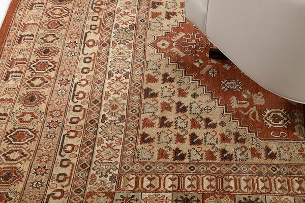 Natural Dye Gashgai Revival Square Rug - artisan revival weave - styled in room setting [#1]