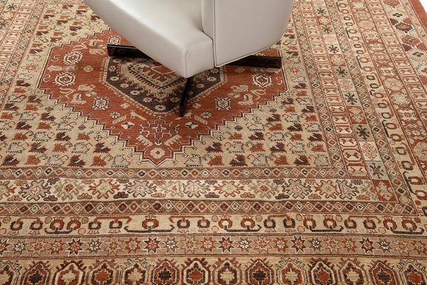 Natural Dye Gashgai Revival Square Rug - artisan revival weave - detailed border and fringe [#1]