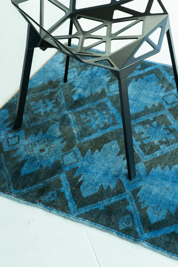 Overdyed Vintage Turkish Anatolian Rug - hand-knotted in Turkey - overhead flat lay view [#4]