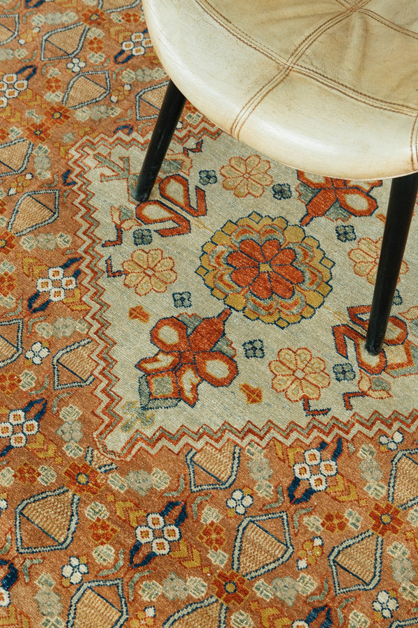 Natural Dye Malayer Revival Rug - artisan revival weave - close-up of weave texture and pile