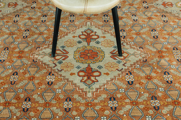Natural Dye Malayer Revival Rug - artisan revival weave - overhead flat lay view