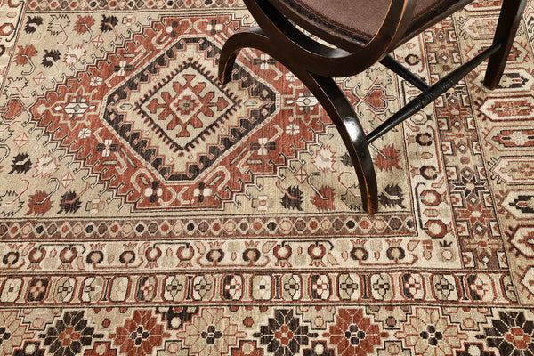 Natural Dye Gashgai Design Rug Bliss Collection - overhead flat lay view