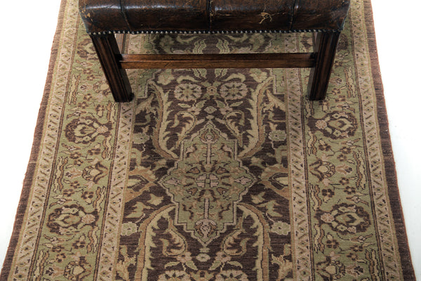 Natural Dye Sultanabad Design Runner Divine - narrow runner - close-up of weave texture and pile [#2]